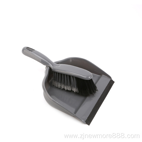 Plastic Brush and Dustpan Set with Rubber Edge